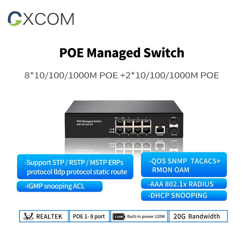 Conmutador de red gestionado L - Managed Gigabit Poe Switch 8 Port 802.3At reseña y precio